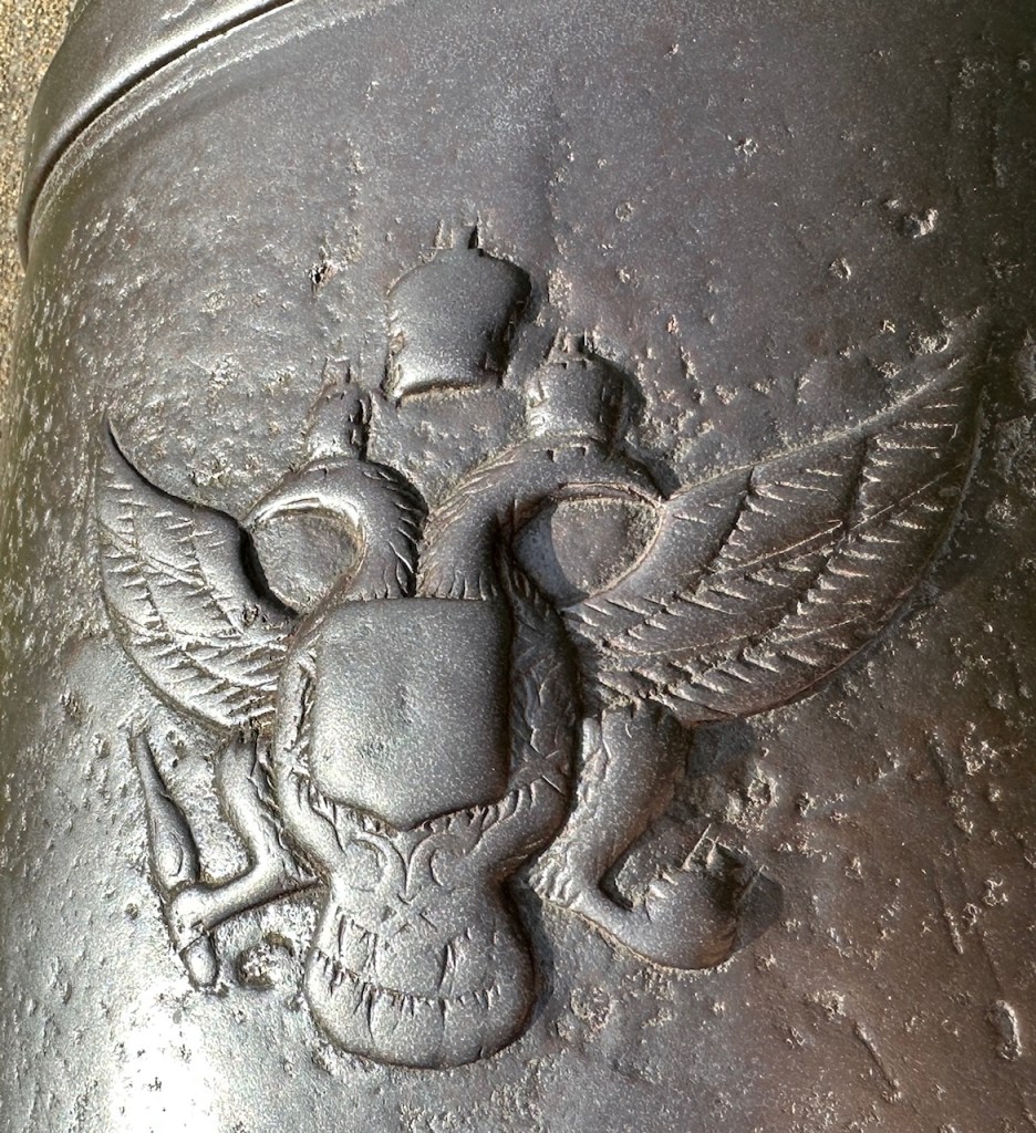 Russian imperial eagle cast into the top of the Ely cannon