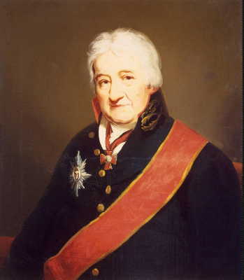 Charles Gascoigne in later life, white haired and rather sad looking, the red sash across his coat now looks a bit crumpled, but the orders of Saint Vladimir and Saint Anne are still in place.