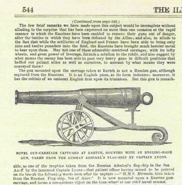 Russian cannon and Venglov carriage sketched at Woolwich.