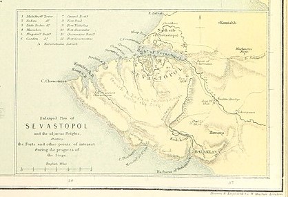 Map of Sevastopol from The Illustrated History of the War against Russia, 1855.